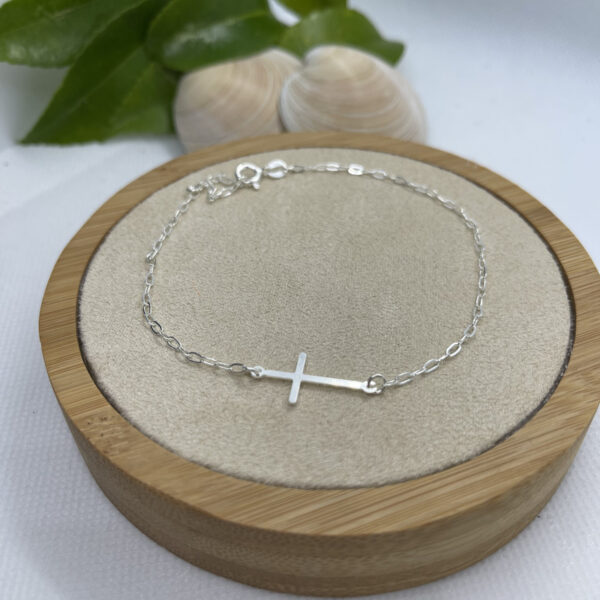 Cross Sterling Silver Anklet - 24cm