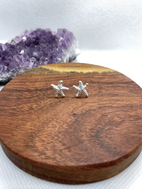 Starfish Texture Sterling Silver Stud Earrings