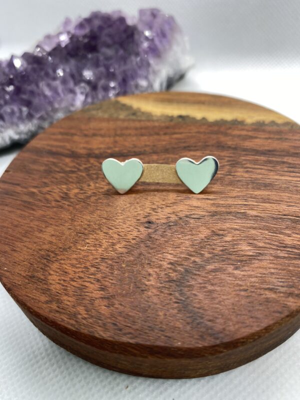 Flat Plain Heart Sterling Silver Stud Earrings