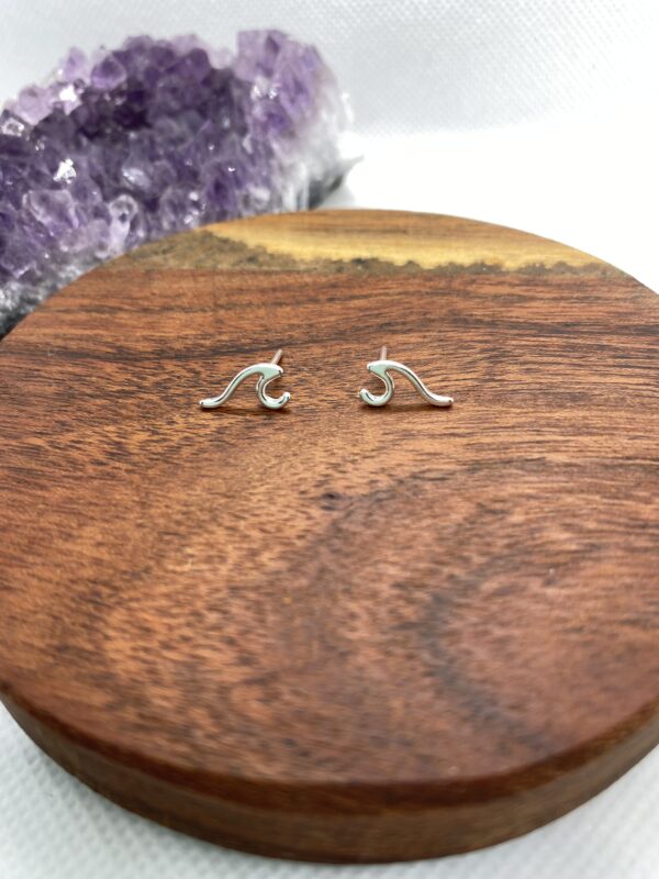 Wave Sterling Silver Ring Stud Earrings- Mini size