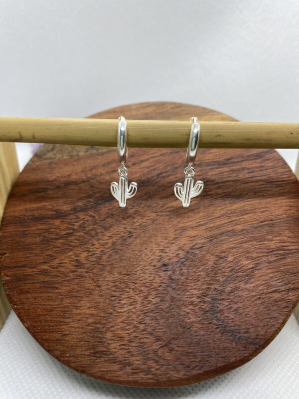 Cactus Hoop Sterling Silver Earrings - 1cm
