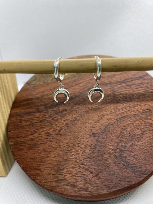 Celestial Moon Hoop Sterling Silver Earrings - 1cm
