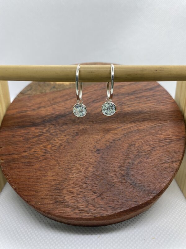 Zirconia Drops Hoop Sterling Silver Earrings - 1.5cm