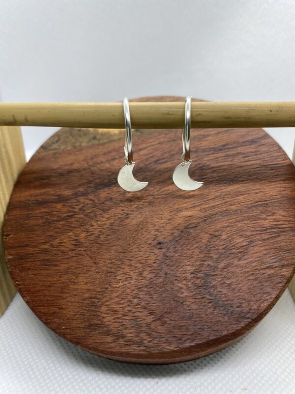 Moon Hoop Sterling Silver Earrings - 2 cm