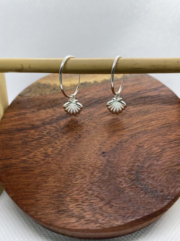 Shell Hoops Sterling Silver Earrings - 2 cm