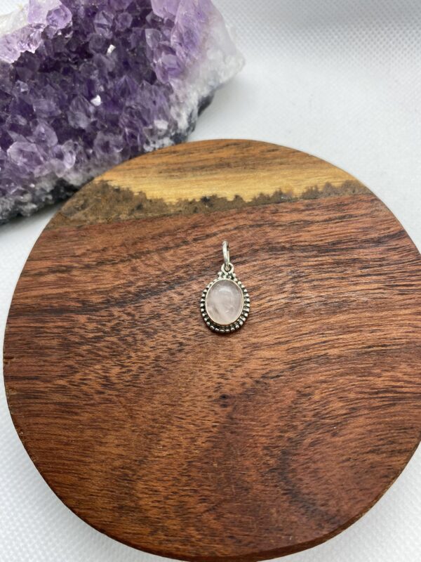 Rose Quartz Sterling Silver Round Pendant