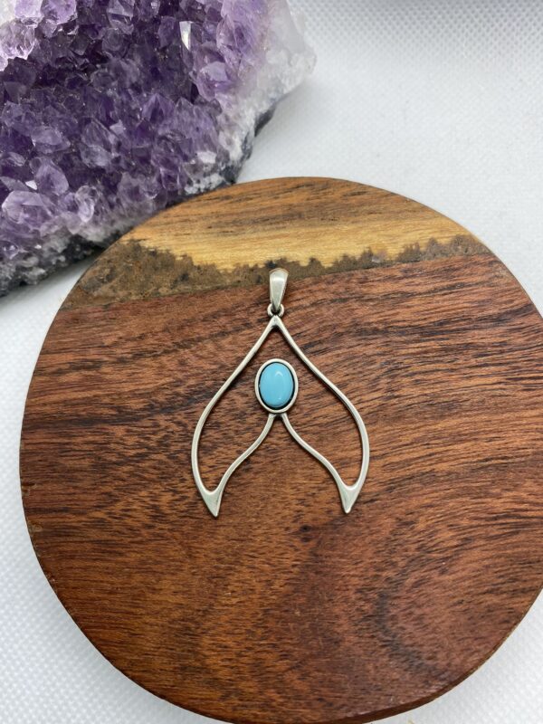 Whale Tail Turquoise Sterling Silver Pendant