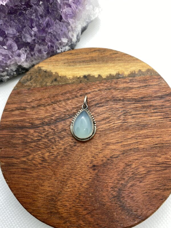 Blue Calcedonia Sterling Silver Drop Pendant