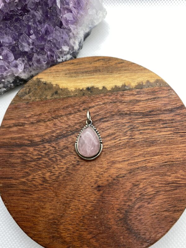 Rose Quartz Sterling Silver Drop Pendant