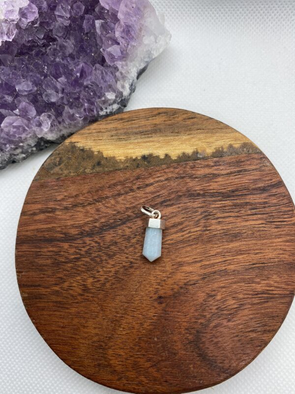 Crystal Aquamarine Sterling Silver Pendant Small 1cm