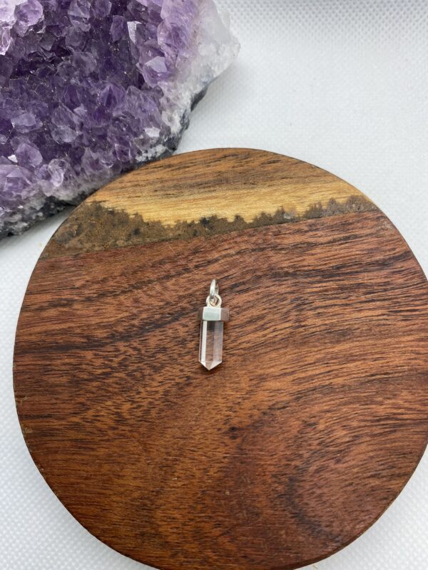 Crystal Natural Clear Sterling Silver Pendant Small 1cm