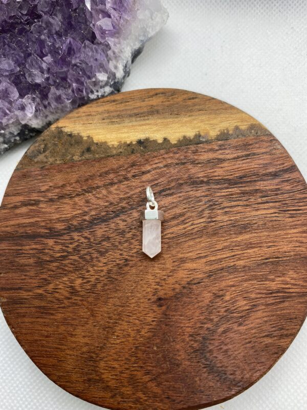 Crystal Rose Quartz Sterling Silver Pendant Small 1cm