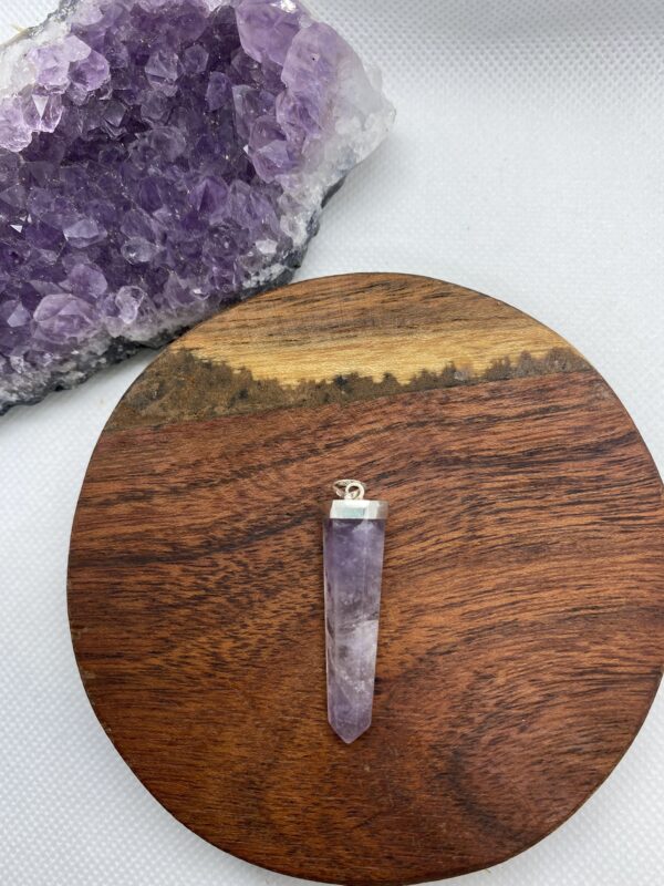 Crystal Amethyst Sterling Silver Pendant Big 4cm