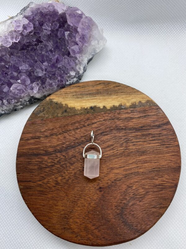 Crystal Rose Quartz Sterling Silver Pendant Small 2cm