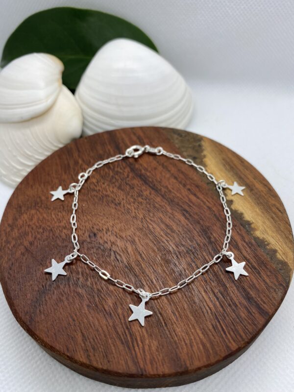 5 Stars Sterling Silver Bracelet - 18cm