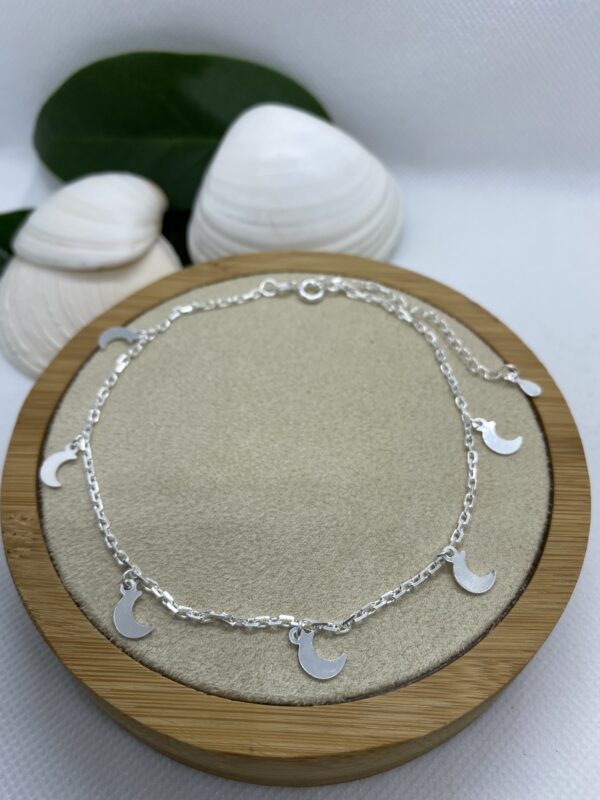 Moon Sterling Silver Anklet - 25cm + 5cm extension