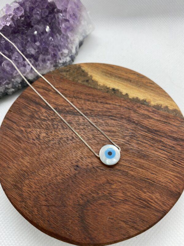 Greek Eye Sterling Silver Necklace - 40 cm Lenght/ 1cm diameter
