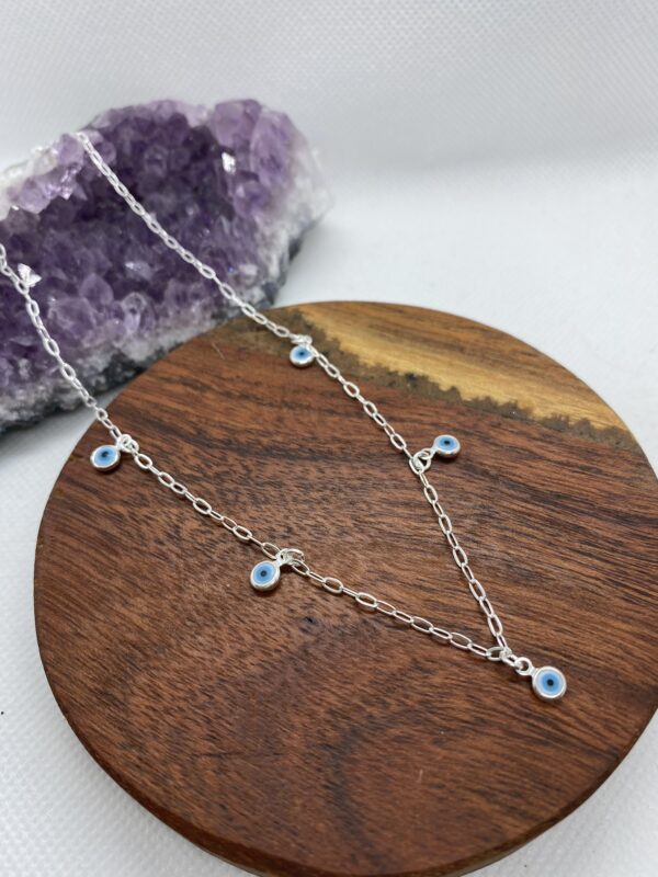 Greek Eye Sterling Silver Choker 38cm +5cm extension