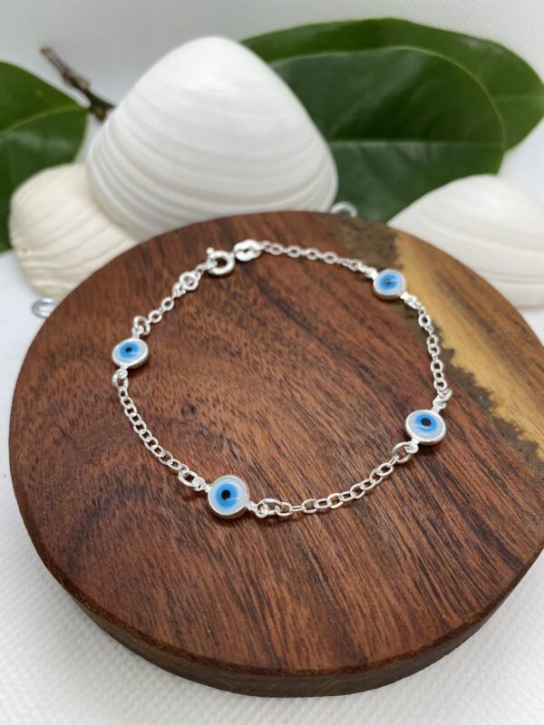 Greek Eye Sterling Silver Bracelet – 18cm