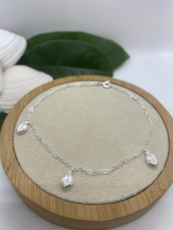 3 Shell Sterling Silver Anklet – 22cm + 2cm extension