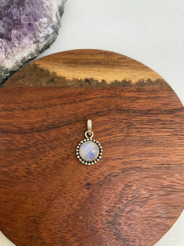 Moonstone Round Sterling Silver Pendant