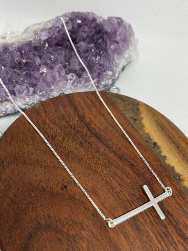 Cross Heart Sterling Silver Necklace  45cm