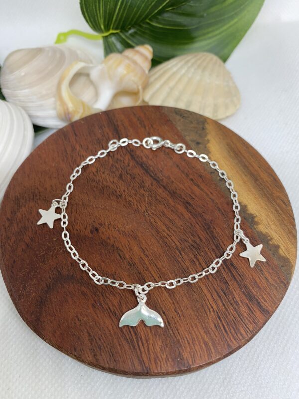 Star & Whale Tail Sterling Silver Bracelet 18.5 cm