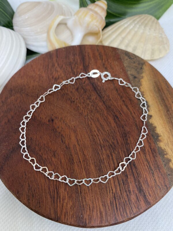 Heart Chain Sterling Silver Bracelet 18.5cm