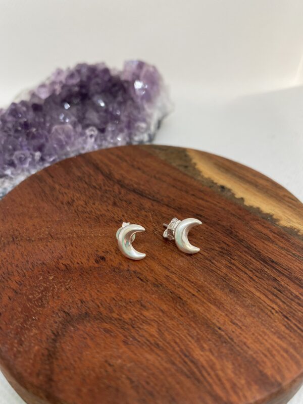 Moon Stud Sterling Silver Earrings