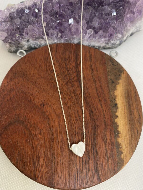 Mother of Pearl Sterling Silver Necklace (Small Heart) 45cm