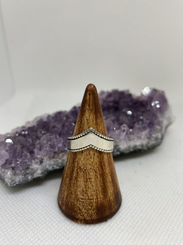 V Geometric Sterling Silver Ring