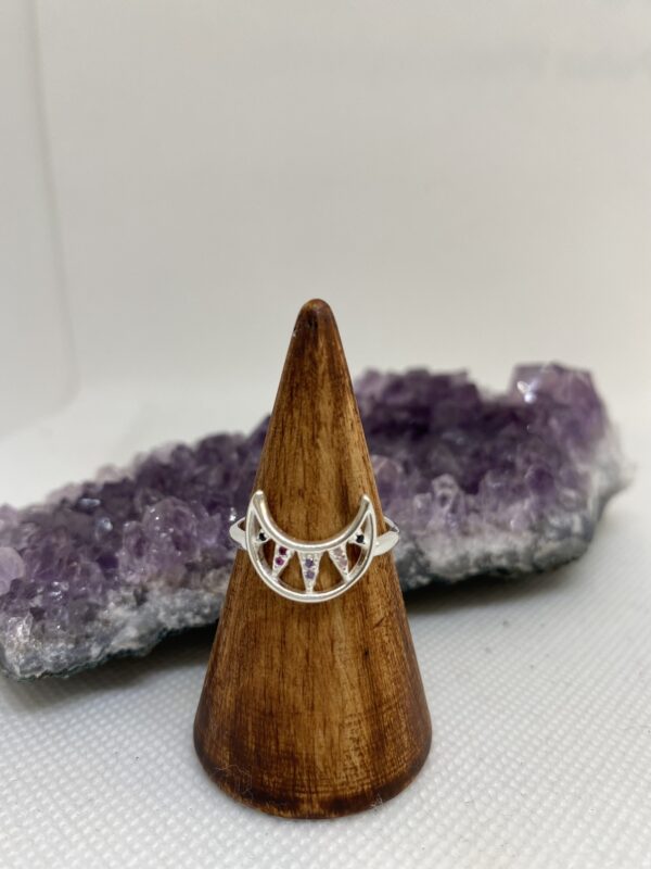 Moon Zirconia celestial Sterling Silver Ring