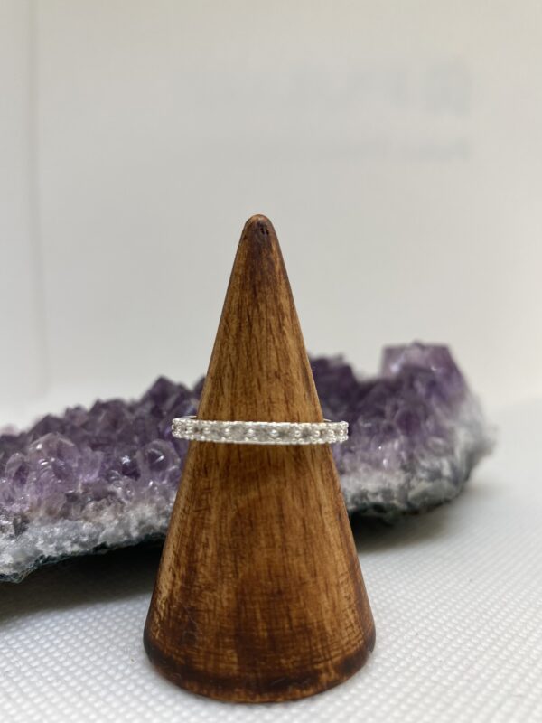 Half Zirconia Band Statement Sterling Silver Ring