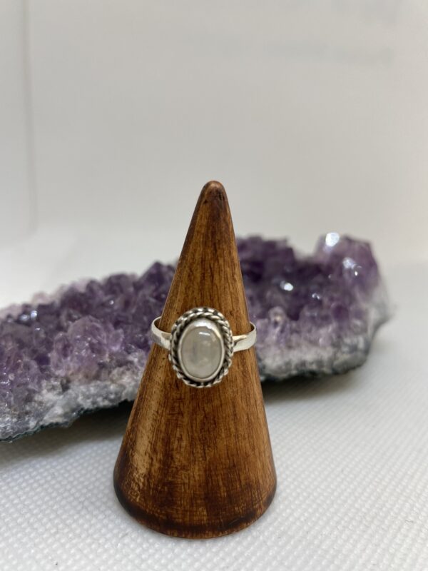 Moonstone Round Sterling Silver Ring