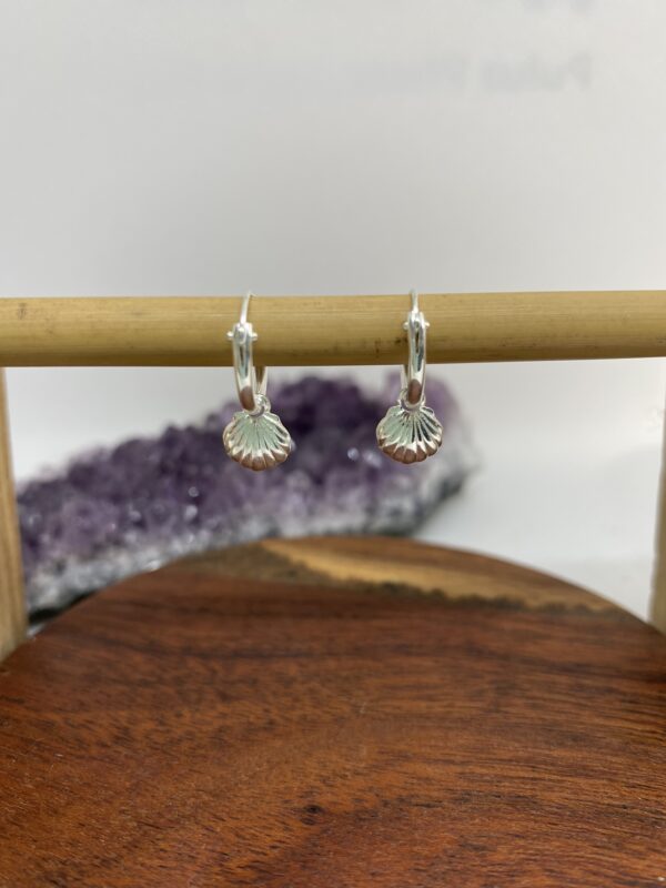 Shell Hoops Sterling Silver Earrings – 1 cm