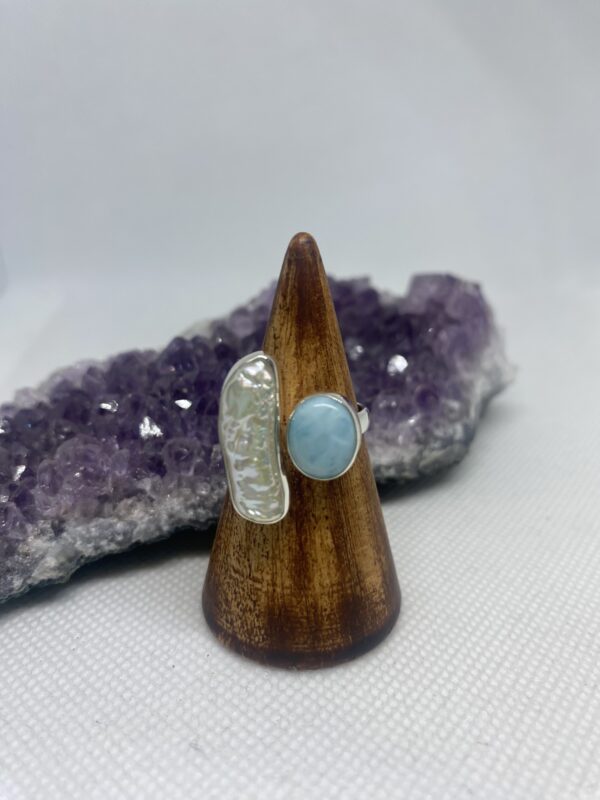Larimar & Mother of Pearl Sterling Silver Ring